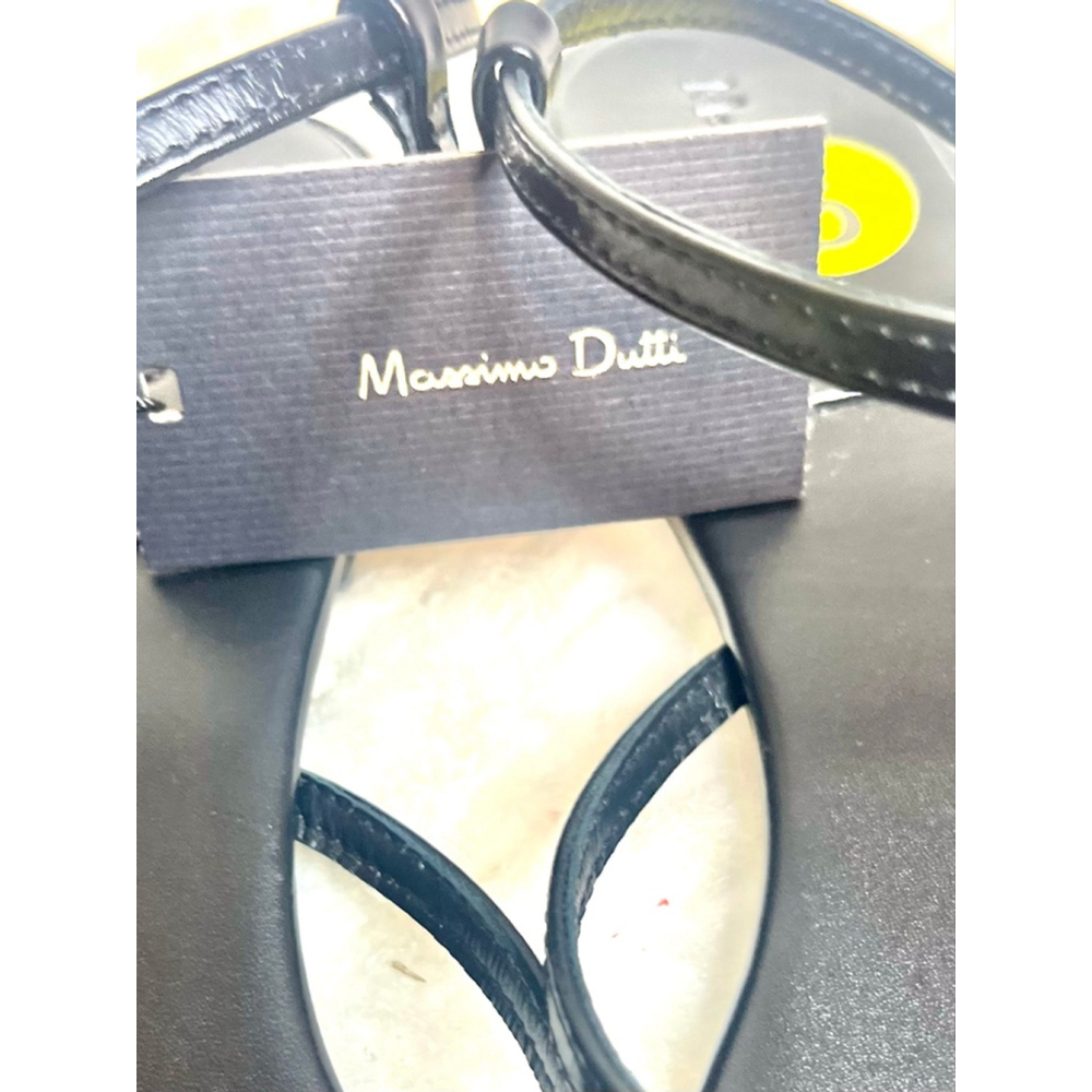 NWT Massimo Dutti Black Leather Sandals with metal toe strap Women Size 39/9 - Picture 7 of 10